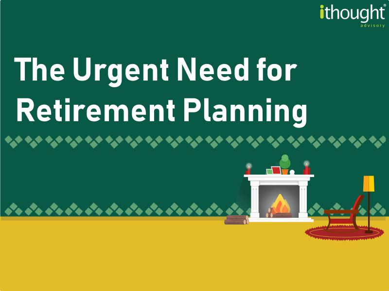 Fireplace background displaying the title - The urgent need for retirement planning